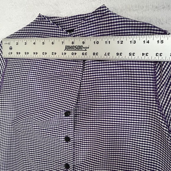 Beluva San Francisco Womens Medium Purple Gingham Button-Up Blouse 43/4 Sleeve - Picture 4 of 6